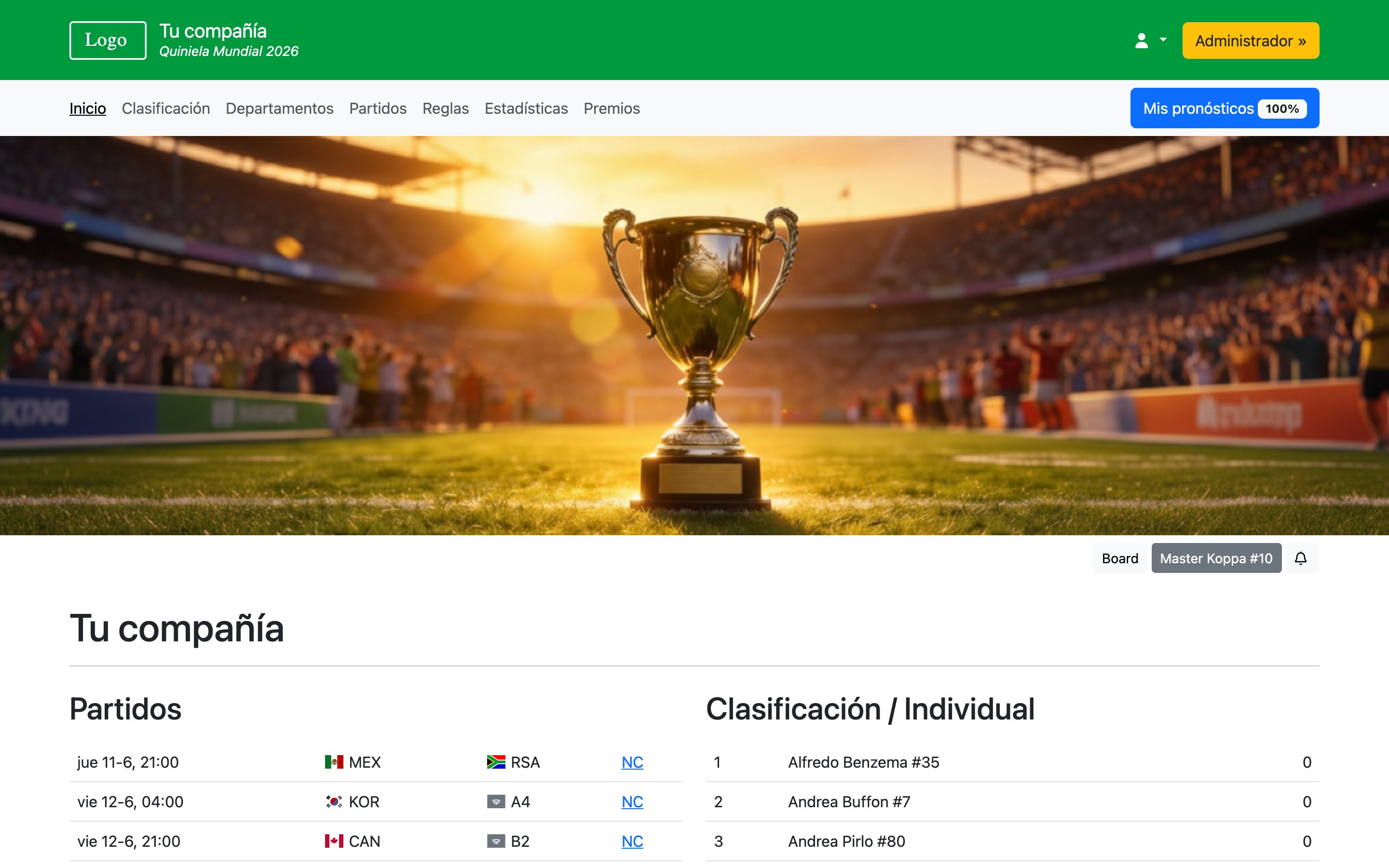 Quiniela Copa Mundial 2026 – Home