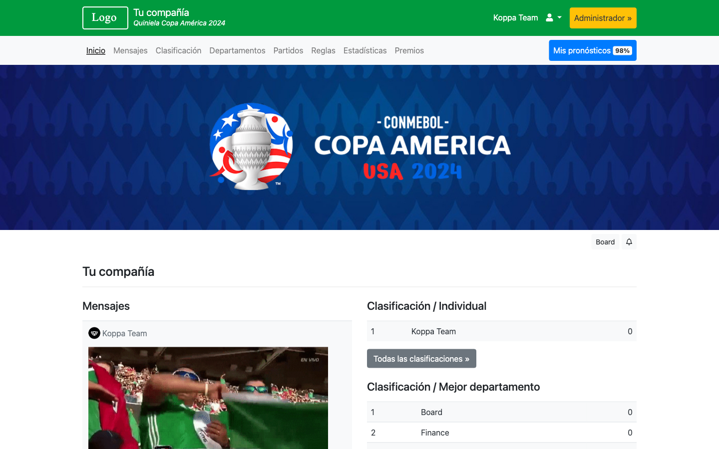 Quiniela Copa América 2024 Home